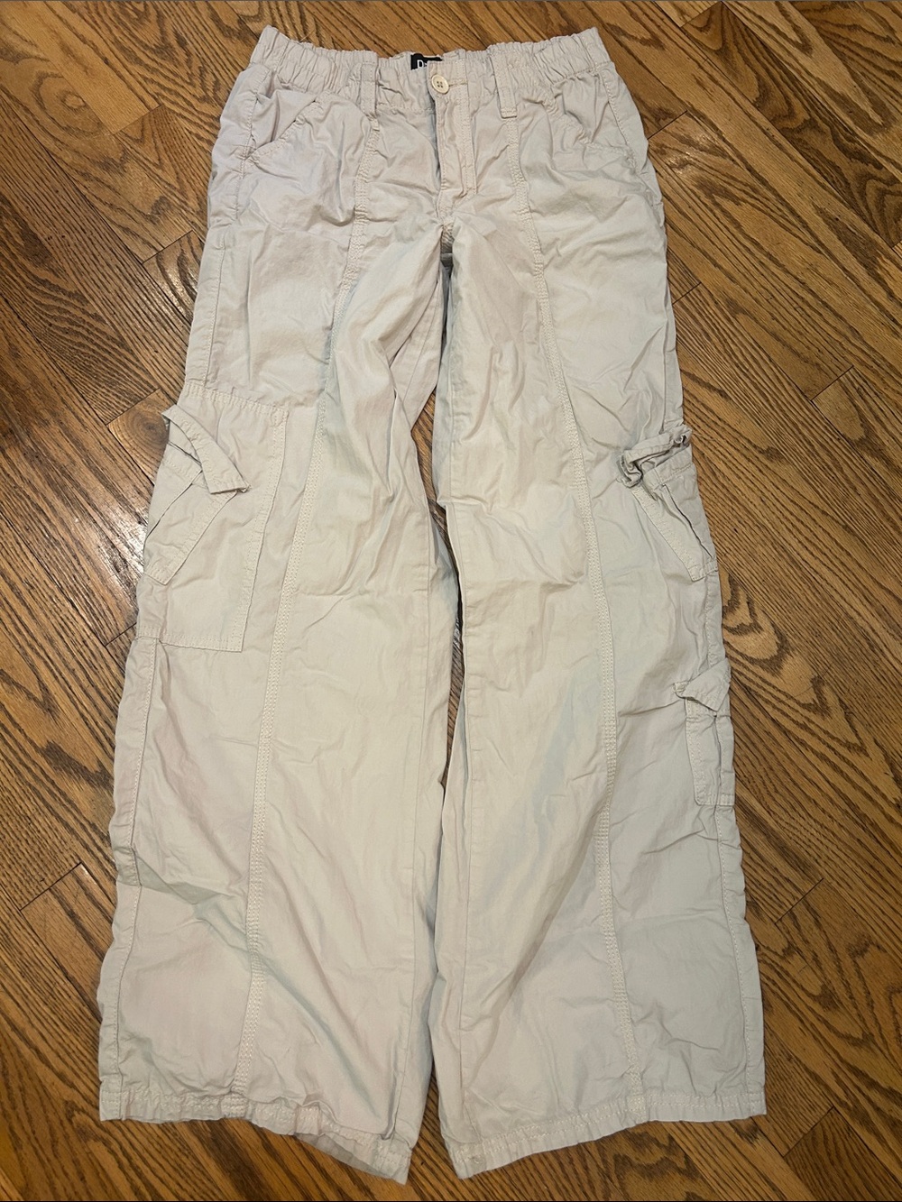 BDG Light Beige Cargo Pants with Elastic Waist